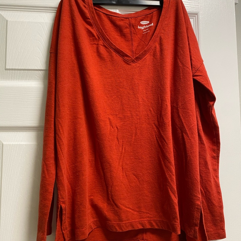 Women's Red V-Neck Top